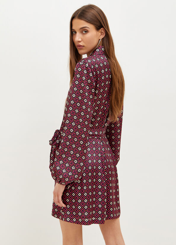 Burgundy Women's Liu Jo With Geometric Print Dress | REZ-768420