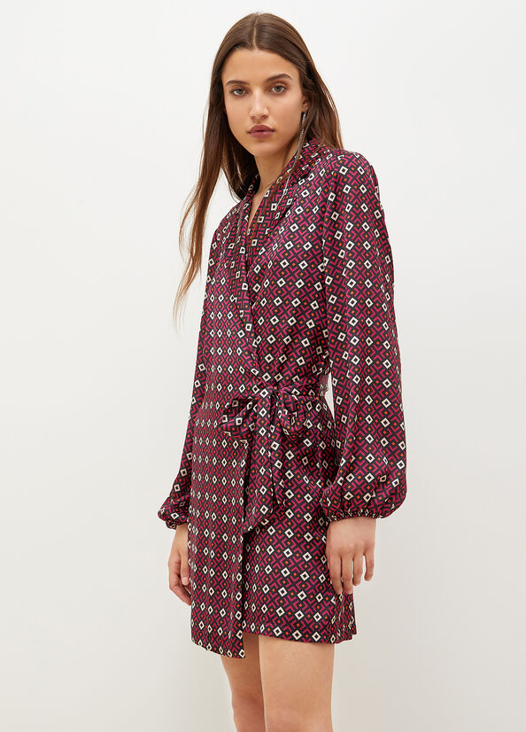 Burgundy Women\'s Liu Jo With Geometric Print Dress | REZ-768420