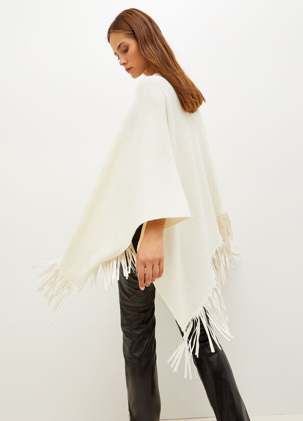 Cream Women's Liu Jo Poncho With Fringes Coats | RIH-839607