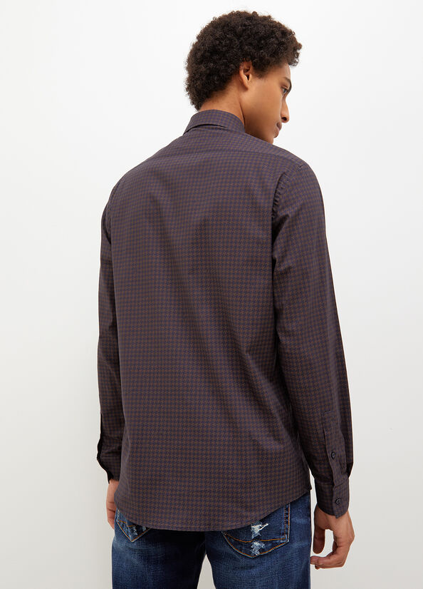 Dark Blue / Brown Men's Liu Jo Slim-Fit Shirts | KOZ-370291