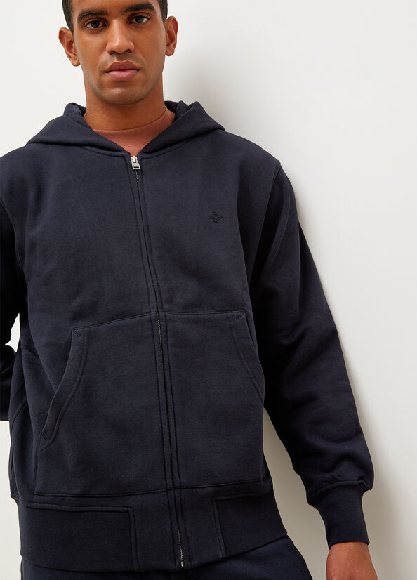 Dark Blue Men's Liu Jo Hooded With Zip Sweaters | UGB-284576