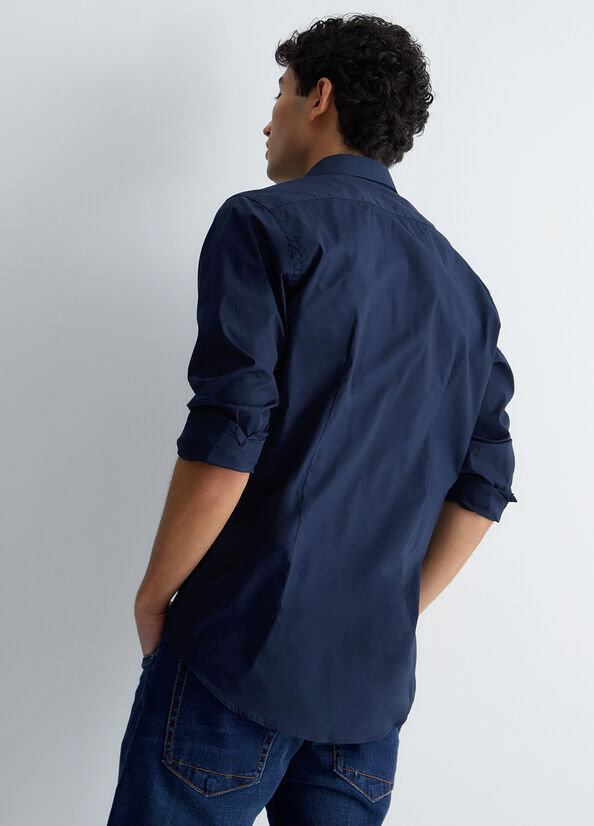 Dark Blue Men's Liu Jo Slim Fit Shirts | TSY-260914