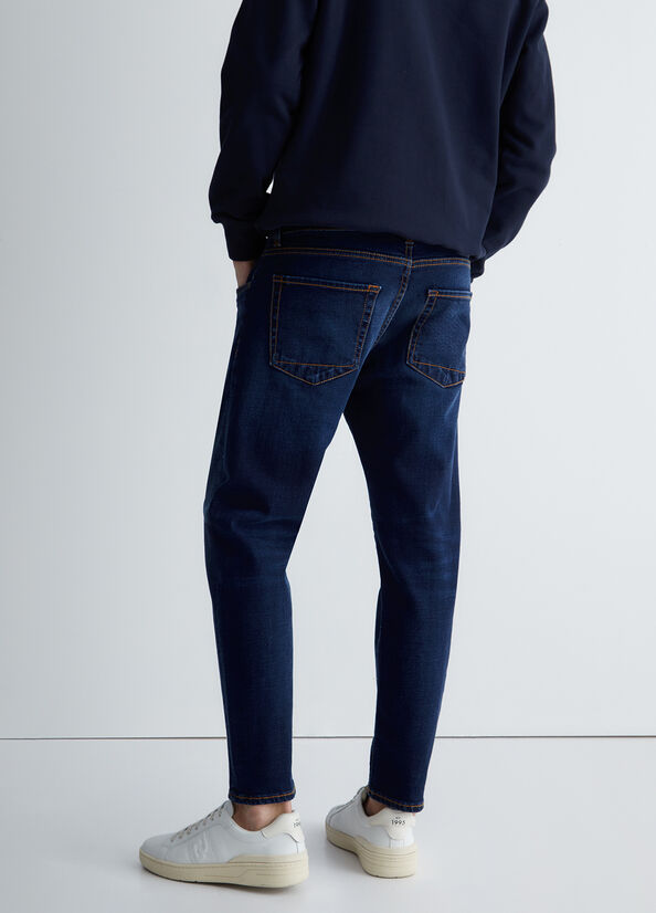 Dark Blue Men's Liu Jo Tapered Slim-Fit Jeans | UBG-480956