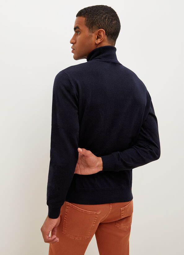 Dark Blue Men's Liu Jo Turtleneck In Cotton Sweaters | NVK-048951