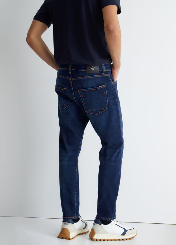 Dark Blue Men's Liu Jo Twisted Slim-Fit Jeans | TSR-270381