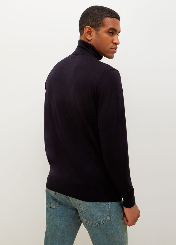 Dark Blue Men's Liu Jo Virgin Turtleneck Sweaters | EOL-872196