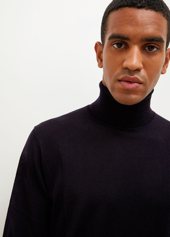 Dark Blue Men's Liu Jo Virgin Turtleneck Sweaters | EOL-872196