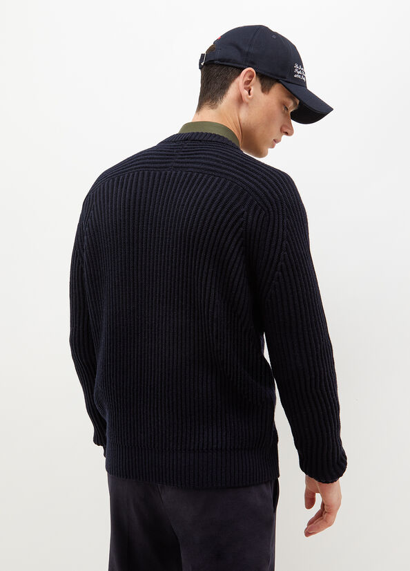 Dark Blue Men's Liu Jo Wool Pullover Sweaters | DGB-076458