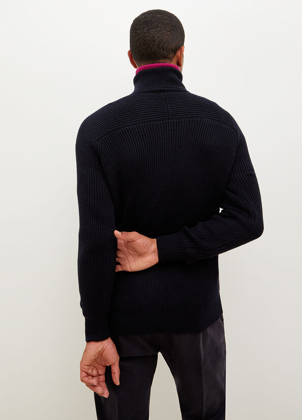 Dark Blue Men's Liu Jo Woollen Turtleneck Sweaters | VPH-842096