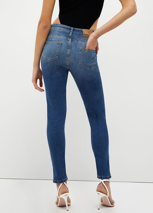 Dark Blue Women's Liu Jo Bottom Up Skinny Jeans | AWY-713495