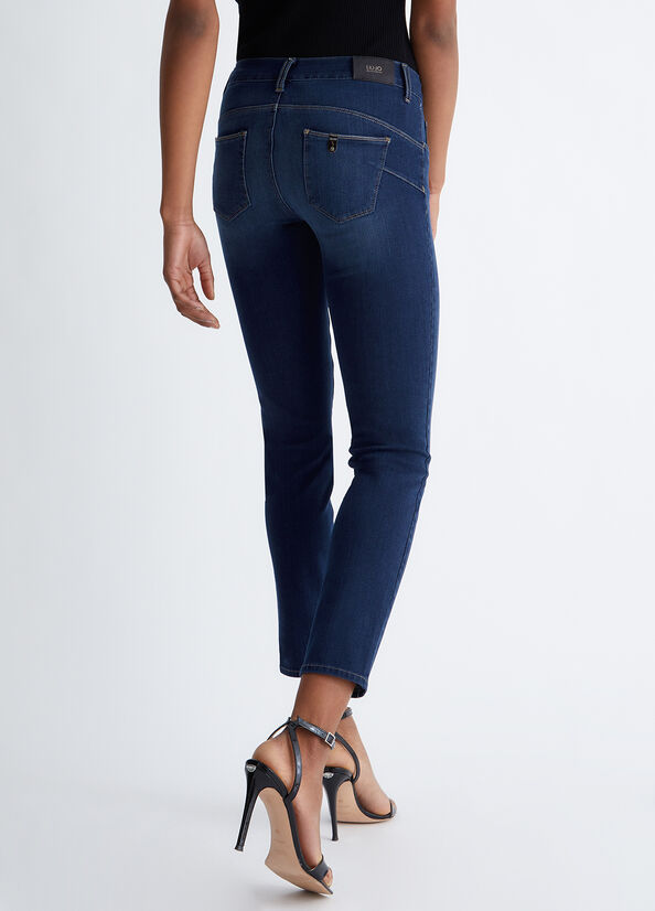 Dark Blue Women's Liu Jo Bottom Up Skinny Jeans | IBD-210463