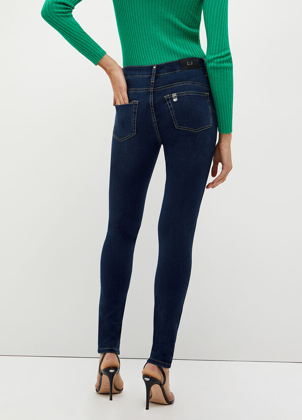 Dark Blue Women's Liu Jo Bottom Up Skinny Jeans | WUS-769130