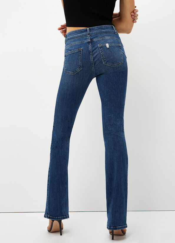 Dark Blue Women's Liu Jo Bottom Up Straight-Fit Jeans | CXM-287691