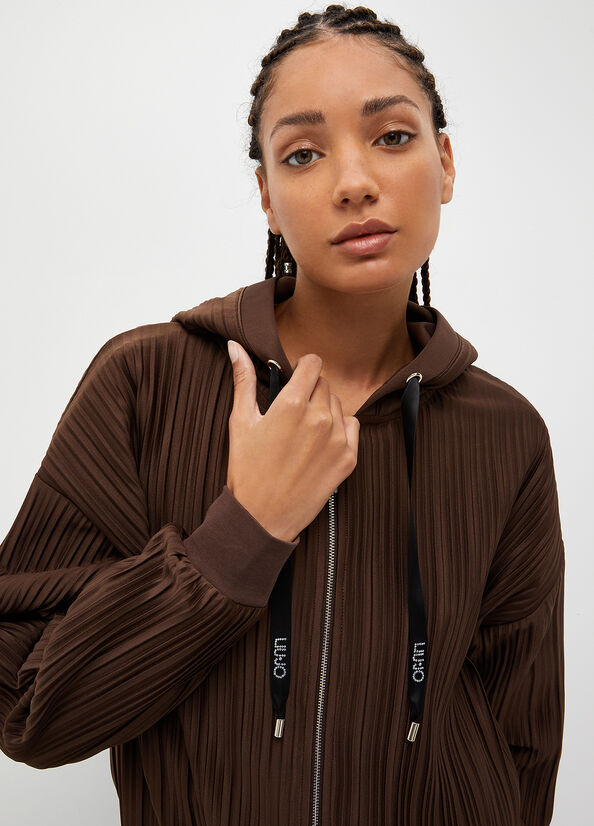 Dark Brown Women's Liu Jo Pleated Sweatshirts | UPR-048635