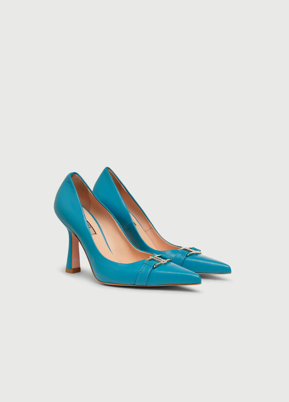 Deep Blue Women's Liu Jo With Jewel Logo High Heels | FPG-910453