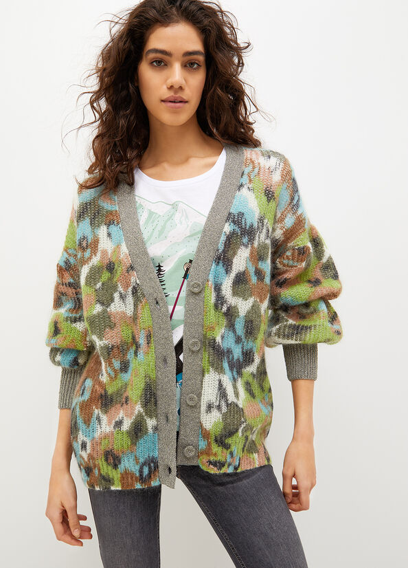 Flower Women\'s Liu Jo Camou Jacquard Cardigan Sweaters | CQA-043216