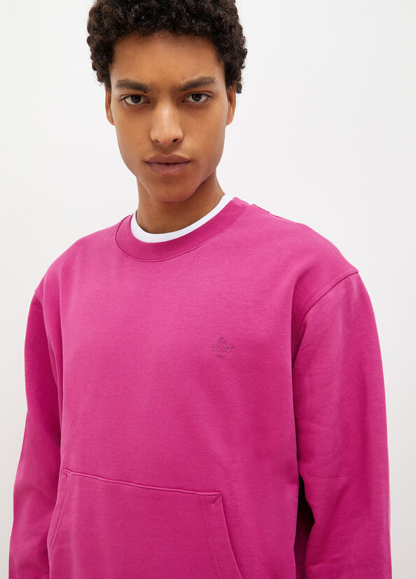 Fuchsia Men's Liu Jo Crew Neck Sweaters | DPJ-653279