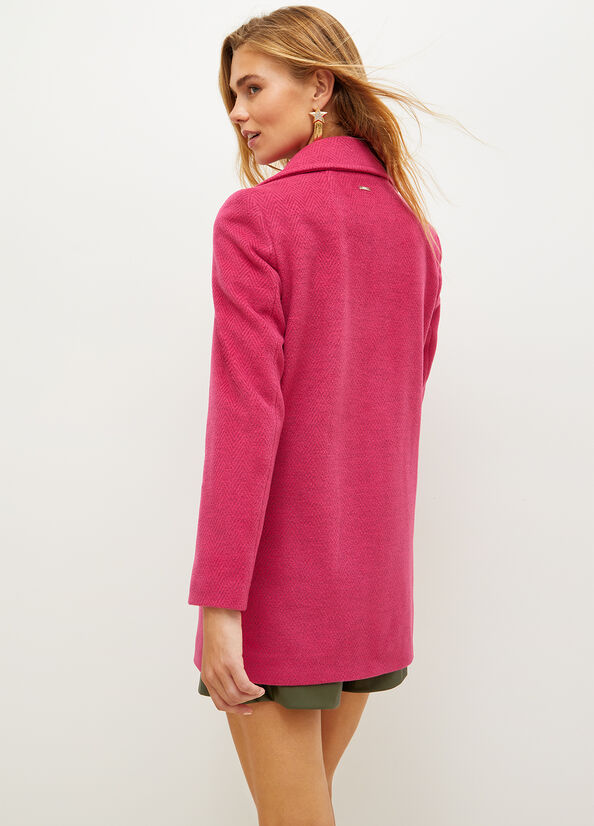 Fuchsia Women's Liu Jo Double-Breasted Chevron Coats | NXF-632107