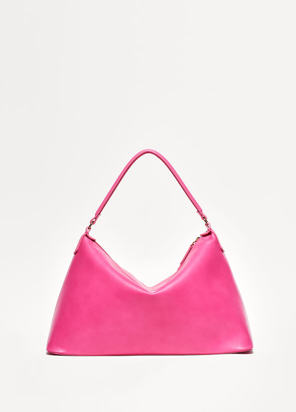 Fuchsia Women's Liu Jo Genuine Leather Large Hobo Crossbody Bags | EHC-084675