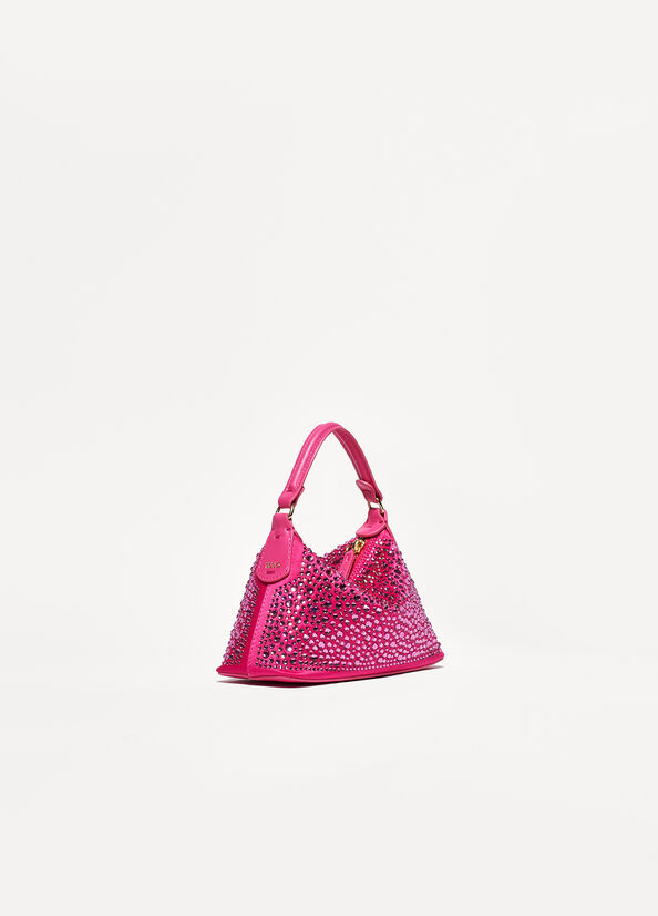 Fuchsia Women's Liu Jo Mini Hobo With Gemstones Crossbody Bags | KZE-275193