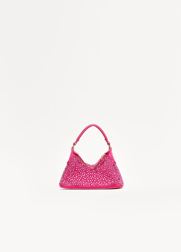 Fuchsia Women's Liu Jo Mini Hobo With Gemstones Crossbody Bags | KZE-275193