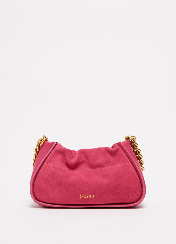 Fuchsia Women's Liu Jo Suede With Logo Clutch Bag | ZCQ-528614