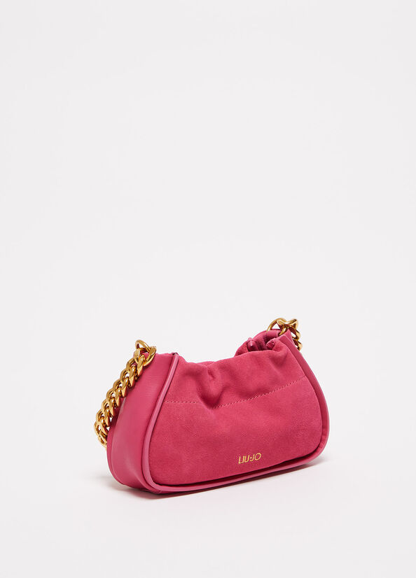 Fuchsia Women's Liu Jo Suede With Logo Clutch Bag | ZCQ-528614