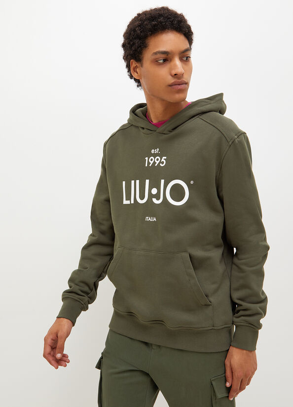 Green Men\'s Liu Jo 1995 Logo Hoodie Sweaters | BSR-089374