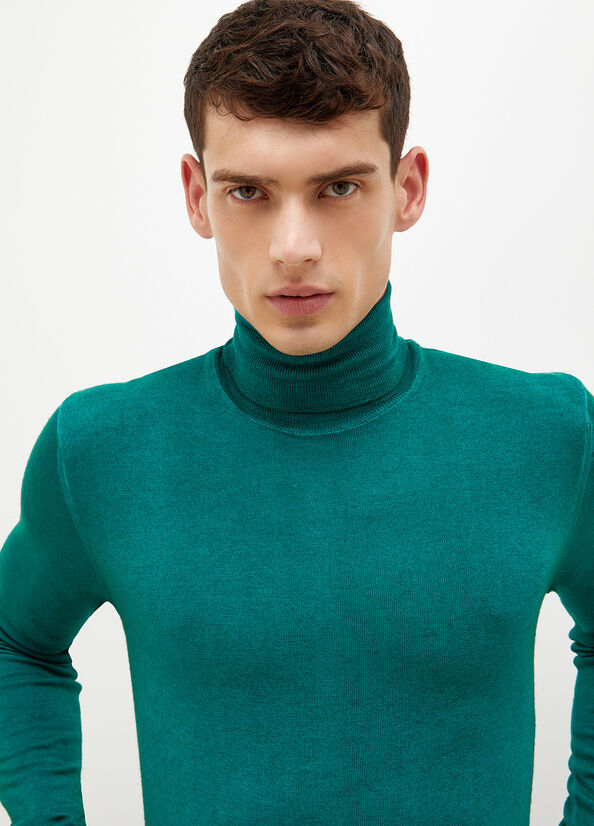 Green Men's Liu Jo Pure Turtleneck Sweaters | NQK-358290