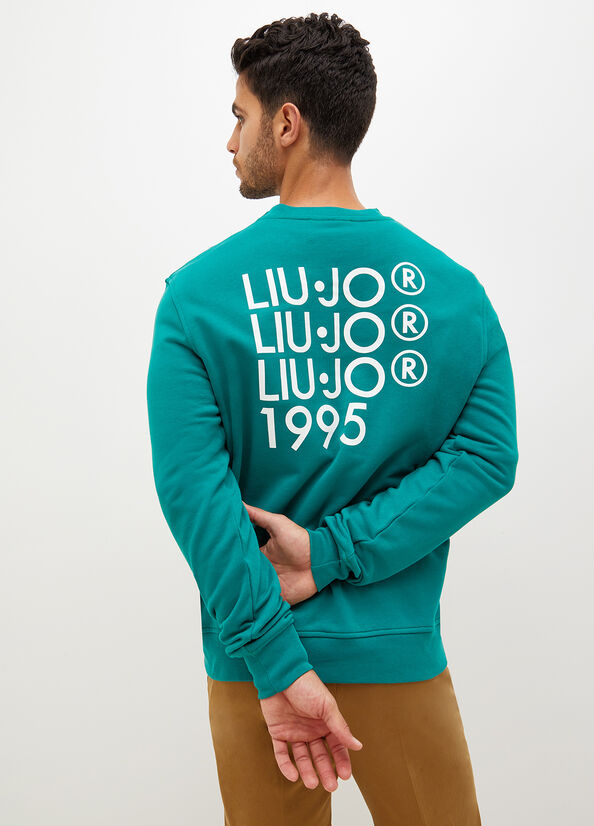 Green Men's Liu Jo With 1995 Print Sweaters | QTP-164723