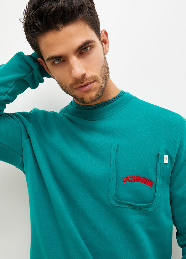 Green Men's Liu Jo With 1995 Print Sweaters | QTP-164723