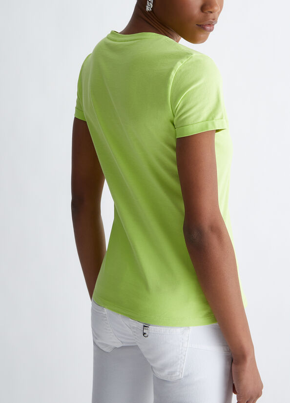 Green Women's Liu Jo Cotton With Logo Tops | VHT-831649