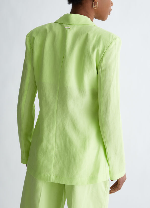 Green Women's Liu Jo Linen Blend Blazer Jackets | UAZ-107659