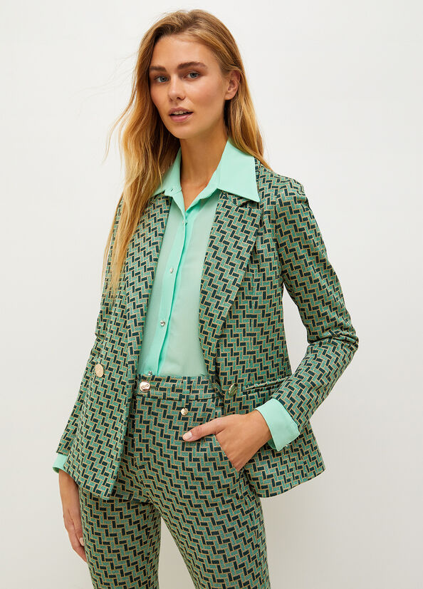 Green Women\'s Liu Jo Lurex Jacquard Jackets | LHP-182904