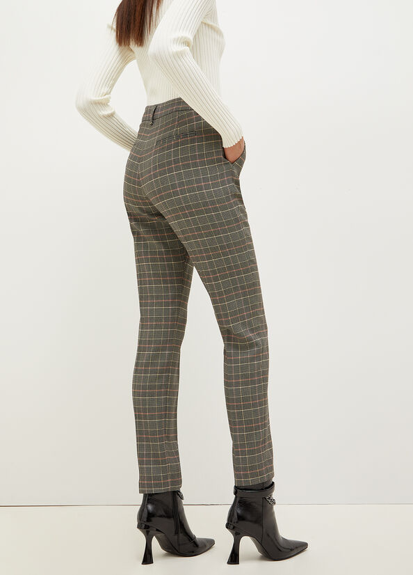 Grey Women's Liu Jo Glen Plaid Cigarette Pants | VIL-512064