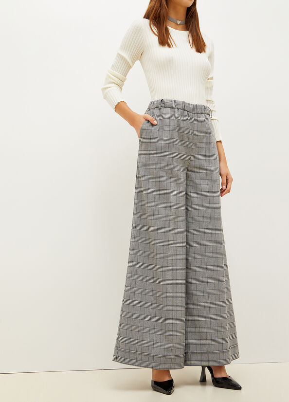 Grey Women\'s Liu Jo Glen Plaid Palazzo Pants | OMT-805437