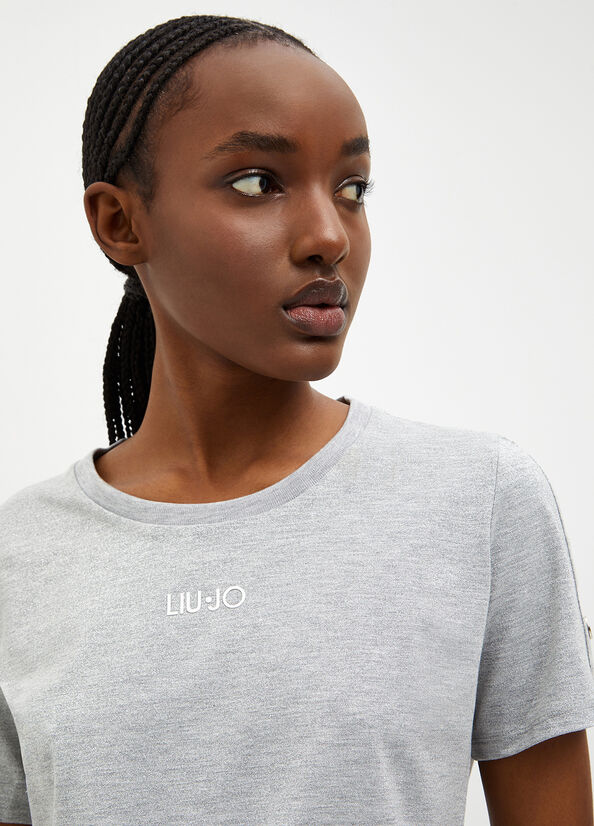 Grey Women's Liu Jo Lurex® Jersey T Shirts | HGU-823170