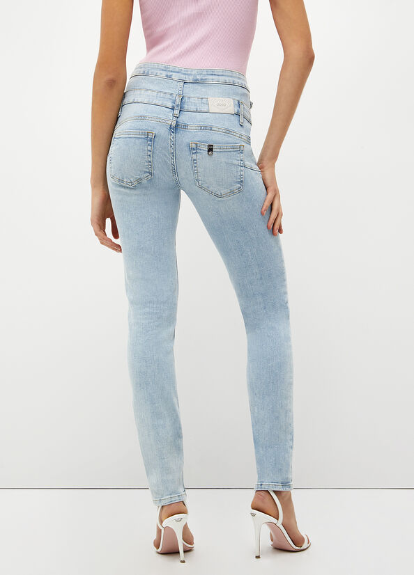 Light Blue Women's Liu Jo Bottom Up Skinny Jeans | XEO-490871