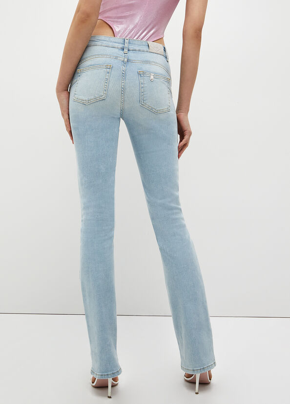 Light Blue Women's Liu Jo Stretch Denim Cut Skinny Jeans | NGW-138750