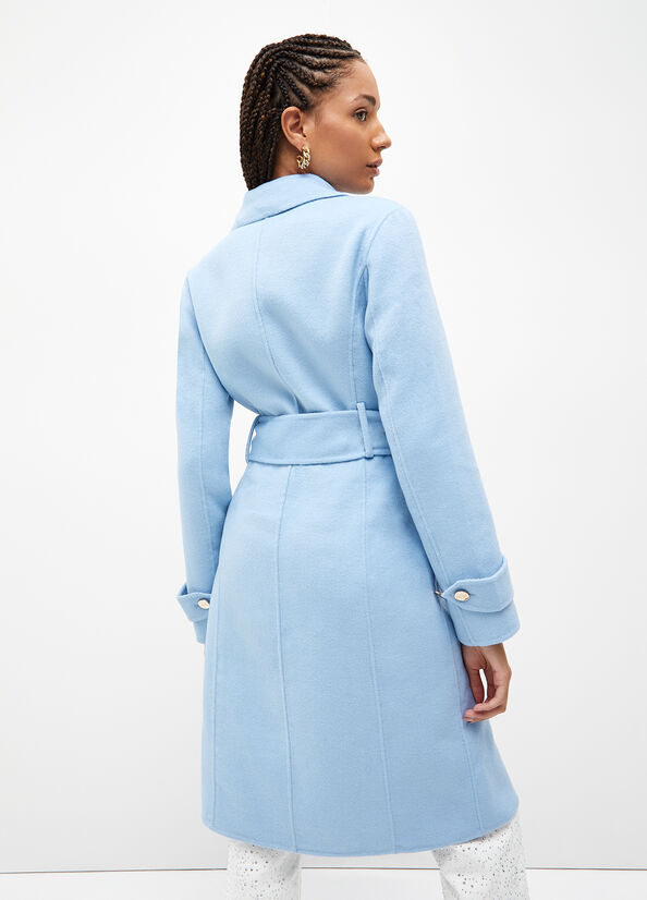 Light Blue Women's Liu Jo Wool Blend Trench Coats | RKH-095648