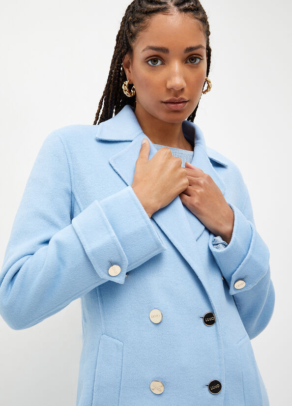 Light Blue Women's Liu Jo Wool Blend Trench Coats | RKH-095648