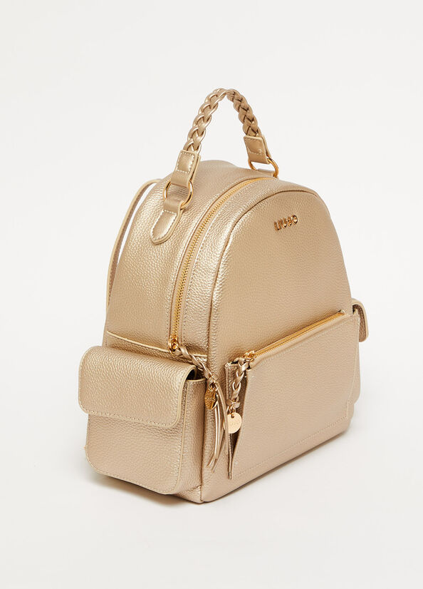 Light Gold Women's Liu Jo Eco-Friendly Backpacks | OJF-530268