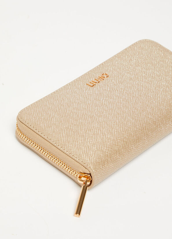 Light Gold Women's Liu Jo Large Zip-Around Wallets | QHE-856279