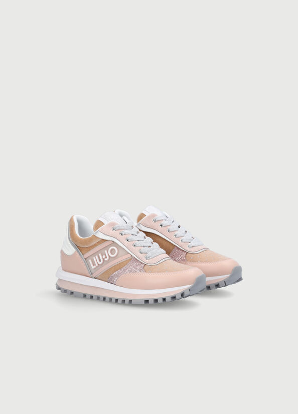 Light Pink Women's Liu Jo With Rubberised Logo Sneakers | VML-125893