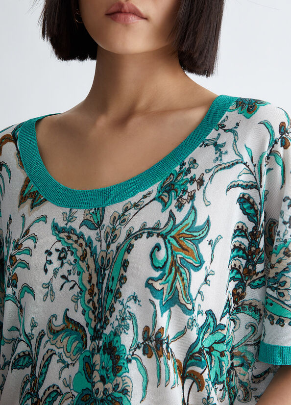 Light Turquoise Women's Liu Jo Paisley Print Sweaters | QJI-017238