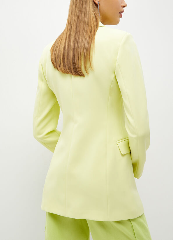 Light Yellow Women's Liu Jo Single-Breasted Stretch Blazer Jackets | RQD-706895