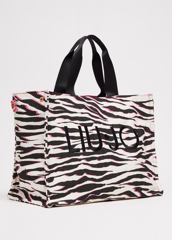 Multicolor Women's Liu Jo Animal Print Canvas Shopper Bag | ONX-973416