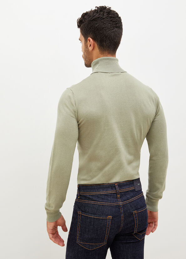 Olive Men's Liu Jo Turtleneck In Cotton Sweaters | WLR-542138