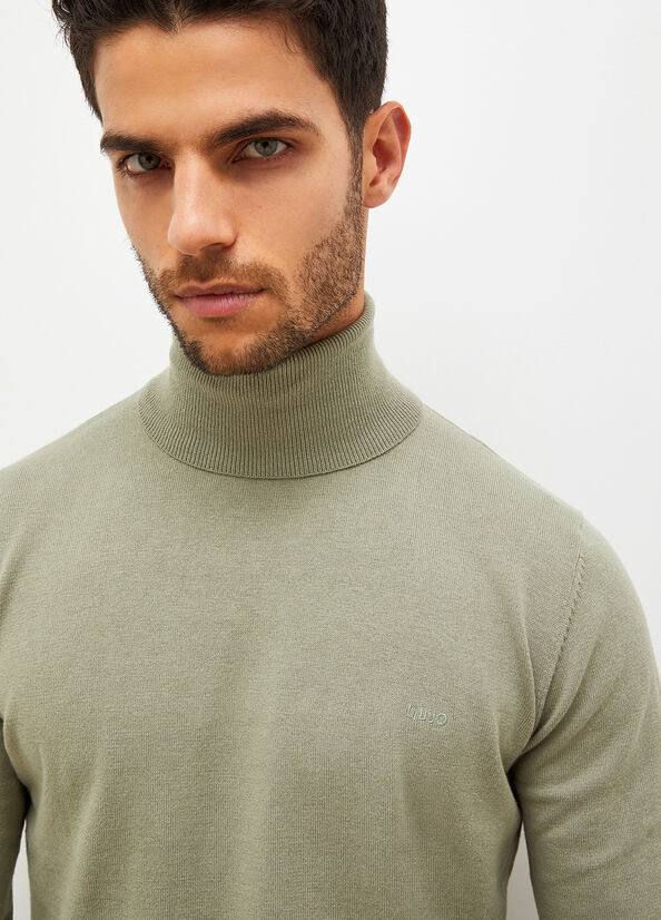 Olive Men's Liu Jo Turtleneck In Cotton Sweaters | WLR-542138