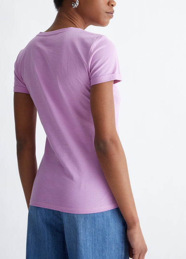 Pink Women's Liu Jo Cotton With Logo Tops | WNX-439685